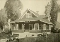 An illustration from Guaranteed building plans with interior views and details : a standard collection of new, original and artistic designs of cottages, bungalows, residences and flats of frame, brick, cement, plaster, concrete blocks, hollow tile, stucco, etc. and farm buildings of all descriptions together with interior and exterior details and interior views arranged and described by William A. Radford. (1915)
