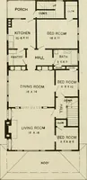 An illustration from Guaranteed building plans with interior views and details : a standard collection of new, original and artistic designs of cottages, bungalows, residences and flats of frame, brick, cement, plaster, concrete blocks, hollow tile, stucco, etc. and farm buildings of all descriptions together with interior and exterior details and interior views arranged and described by William A. Radford. (1915)