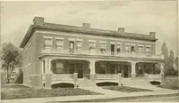 An illustration from Guaranteed building plans with interior views and details : a standard collection of new, original and artistic designs of cottages, bungalows, residences and flats of frame, brick, cement, plaster, concrete blocks, hollow tile, stucco, etc. and farm buildings of all descriptions together with interior and exterior details and interior views arranged and described by William A. Radford. (1915)
