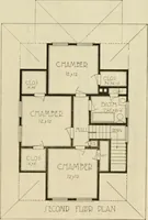 An illustration from Guaranteed building plans with interior views and details : a standard collection of new, original and artistic designs of cottages, bungalows, residences and flats of frame, brick, cement, plaster, concrete blocks, hollow tile, stucco, etc. and farm buildings of all descriptions together with interior and exterior details and interior views arranged and described by William A. Radford. (1915)