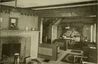 An illustration from Guaranteed building plans with interior views and details : a standard collection of new, original and artistic designs of cottages, bungalows, residences and flats of frame, brick, cement, plaster, concrete blocks, hollow tile, stucco, etc. and farm buildings of all descriptions together with interior and exterior details and interior views arranged and described by William A. Radford. (1915)