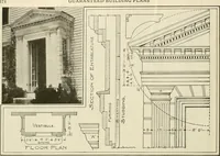 An illustration from Guaranteed building plans with interior views and details : a standard collection of new, original and artistic designs of cottages, bungalows, residences and flats of frame, brick, cement, plaster, concrete blocks, hollow tile, stucco, etc. and farm buildings of all descriptions together with interior and exterior details and interior views arranged and described by William A. Radford. (1915)