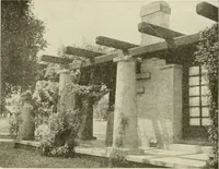 An illustration from Guaranteed building plans with interior views and details : a standard collection of new, original and artistic designs of cottages, bungalows, residences and flats of frame, brick, cement, plaster, concrete blocks, hollow tile, stucco, etc. and farm buildings of all descriptions together with interior and exterior details and interior views arranged and described by William A. Radford. (1915)