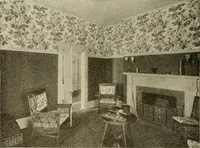 An illustration from Guaranteed building plans with interior views and details : a standard collection of new, original and artistic designs of cottages, bungalows, residences and flats of frame, brick, cement, plaster, concrete blocks, hollow tile, stucco, etc. and farm buildings of all descriptions together with interior and exterior details and interior views arranged and described by William A. Radford. (1915)