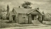 An illustration from Guaranteed building plans with interior views and details : a standard collection of new, original and artistic designs of cottages, bungalows, residences and flats of frame, brick, cement, plaster, concrete blocks, hollow tile, stucco, etc. and farm buildings of all descriptions together with interior and exterior details and interior views arranged and described by William A. Radford. (1915)