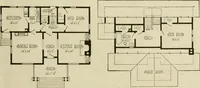 An illustration from Guaranteed building plans with interior views and details : a standard collection of new, original and artistic designs of cottages, bungalows, residences and flats of frame, brick, cement, plaster, concrete blocks, hollow tile, stucco, etc. and farm buildings of all descriptions together with interior and exterior details and interior views arranged and described by William A. Radford. (1915)