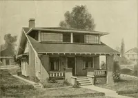 An illustration from Guaranteed building plans with interior views and details : a standard collection of new, original and artistic designs of cottages, bungalows, residences and flats of frame, brick, cement, plaster, concrete blocks, hollow tile, stucco, etc. and farm buildings of all descriptions together with interior and exterior details and interior views arranged and described by William A. Radford. (1915)