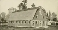 An illustration from Guaranteed building plans with interior views and details : a standard collection of new, original and artistic designs of cottages, bungalows, residences and flats of frame, brick, cement, plaster, concrete blocks, hollow tile, stucco, etc. and farm buildings of all descriptions together with interior and exterior details and interior views arranged and described by William A. Radford. (1915)
