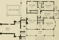 An illustration from Guaranteed building plans with interior views and details : a standard collection of new, original and artistic designs of cottages, bungalows, residences and flats of frame, brick, cement, plaster, concrete blocks, hollow tile, stucco, etc. and farm buildings of all descriptions together with interior and exterior details and interior views arranged and described by William A. Radford. (1915)