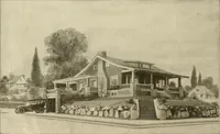 An illustration from Guaranteed building plans with interior views and details : a standard collection of new, original and artistic designs of cottages, bungalows, residences and flats of frame, brick, cement, plaster, concrete blocks, hollow tile, stucco, etc. and farm buildings of all descriptions together with interior and exterior details and interior views arranged and described by William A. Radford. (1915)