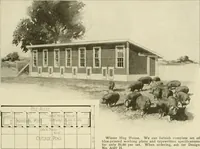 An illustration from Guaranteed building plans with interior views and details : a standard collection of new, original and artistic designs of cottages, bungalows, residences and flats of frame, brick, cement, plaster, concrete blocks, hollow tile, stucco, etc. and farm buildings of all descriptions together with interior and exterior details and interior views arranged and described by William A. Radford. (1915)