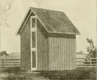 An illustration from Guaranteed building plans with interior views and details : a standard collection of new, original and artistic designs of cottages, bungalows, residences and flats of frame, brick, cement, plaster, concrete blocks, hollow tile, stucco, etc. and farm buildings of all descriptions together with interior and exterior details and interior views arranged and described by William A. Radford. (1915)