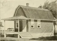 An illustration from Guaranteed building plans with interior views and details : a standard collection of new, original and artistic designs of cottages, bungalows, residences and flats of frame, brick, cement, plaster, concrete blocks, hollow tile, stucco, etc. and farm buildings of all descriptions together with interior and exterior details and interior views arranged and described by William A. Radford. (1915)
