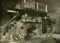 An illustration from Guaranteed building plans with interior views and details : a standard collection of new, original and artistic designs of cottages, bungalows, residences and flats of frame, brick, cement, plaster, concrete blocks, hollow tile, stucco, etc. and farm buildings of all descriptions together with interior and exterior details and interior views arranged and described by William A. Radford. (1915)