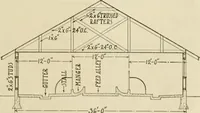 An illustration from Guaranteed building plans with interior views and details : a standard collection of new, original and artistic designs of cottages, bungalows, residences and flats of frame, brick, cement, plaster, concrete blocks, hollow tile, stucco, etc. and farm buildings of all descriptions together with interior and exterior details and interior views arranged and described by William A. Radford. (1915)