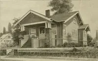 An illustration from Guaranteed building plans with interior views and details : a standard collection of new, original and artistic designs of cottages, bungalows, residences and flats of frame, brick, cement, plaster, concrete blocks, hollow tile, stucco, etc. and farm buildings of all descriptions together with interior and exterior details and interior views arranged and described by William A. Radford. (1915)