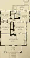 An illustration from Guaranteed building plans with interior views and details : a standard collection of new, original and artistic designs of cottages, bungalows, residences and flats of frame, brick, cement, plaster, concrete blocks, hollow tile, stucco, etc. and farm buildings of all descriptions together with interior and exterior details and interior views arranged and described by William A. Radford. (1915)