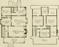 An illustration from Guaranteed building plans with interior views and details : a standard collection of new, original and artistic designs of cottages, bungalows, residences and flats of frame, brick, cement, plaster, concrete blocks, hollow tile, stucco, etc. and farm buildings of all descriptions together with interior and exterior details and interior views arranged and described by William A. Radford. (1915)
