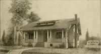 An illustration from Guaranteed building plans with interior views and details : a standard collection of new, original and artistic designs of cottages, bungalows, residences and flats of frame, brick, cement, plaster, concrete blocks, hollow tile, stucco, etc. and farm buildings of all descriptions together with interior and exterior details and interior views arranged and described by William A. Radford. (1915)