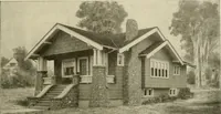 An illustration from Guaranteed building plans with interior views and details : a standard collection of new, original and artistic designs of cottages, bungalows, residences and flats of frame, brick, cement, plaster, concrete blocks, hollow tile, stucco, etc. and farm buildings of all descriptions together with interior and exterior details and interior views arranged and described by William A. Radford. (1915)