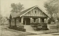 An illustration from Guaranteed building plans with interior views and details : a standard collection of new, original and artistic designs of cottages, bungalows, residences and flats of frame, brick, cement, plaster, concrete blocks, hollow tile, stucco, etc. and farm buildings of all descriptions together with interior and exterior details and interior views arranged and described by William A. Radford. (1915)