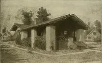 An illustration from Guaranteed building plans with interior views and details : a standard collection of new, original and artistic designs of cottages, bungalows, residences and flats of frame, brick, cement, plaster, concrete blocks, hollow tile, stucco, etc. and farm buildings of all descriptions together with interior and exterior details and interior views arranged and described by William A. Radford. (1915)