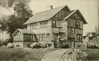 An illustration from Guaranteed building plans with interior views and details : a standard collection of new, original and artistic designs of cottages, bungalows, residences and flats of frame, brick, cement, plaster, concrete blocks, hollow tile, stucco, etc. and farm buildings of all descriptions together with interior and exterior details and interior views arranged and described by William A. Radford. (1915)