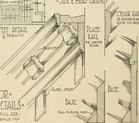 An illustration from Guaranteed building plans with interior views and details : a standard collection of new, original and artistic designs of cottages, bungalows, residences and flats of frame, brick, cement, plaster, concrete blocks, hollow tile, stucco, etc. and farm buildings of all descriptions together with interior and exterior details and interior views arranged and described by William A. Radford. (1915)