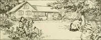 An illustration from Guaranteed building plans with interior views and details : a standard collection of new, original and artistic designs of cottages, bungalows, residences and flats of frame, brick, cement, plaster, concrete blocks, hollow tile, stucco, etc. and farm buildings of all descriptions together with interior and exterior details and interior views arranged and described by William A. Radford. (1915)