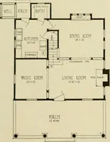 An illustration from Guaranteed building plans with interior views and details : a standard collection of new, original and artistic designs of cottages, bungalows, residences and flats of frame, brick, cement, plaster, concrete blocks, hollow tile, stucco, etc. and farm buildings of all descriptions together with interior and exterior details and interior views arranged and described by William A. Radford. (1915)