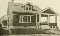 An illustration from Guaranteed building plans with interior views and details : a standard collection of new, original and artistic designs of cottages, bungalows, residences and flats of frame, brick, cement, plaster, concrete blocks, hollow tile, stucco, etc. and farm buildings of all descriptions together with interior and exterior details and interior views arranged and described by William A. Radford. (1915)