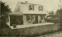 An illustration from Guaranteed building plans with interior views and details : a standard collection of new, original and artistic designs of cottages, bungalows, residences and flats of frame, brick, cement, plaster, concrete blocks, hollow tile, stucco, etc. and farm buildings of all descriptions together with interior and exterior details and interior views arranged and described by William A. Radford. (1915)