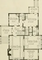 An illustration from Guaranteed building plans with interior views and details : a standard collection of new, original and artistic designs of cottages, bungalows, residences and flats of frame, brick, cement, plaster, concrete blocks, hollow tile, stucco, etc. and farm buildings of all descriptions together with interior and exterior details and interior views arranged and described by William A. Radford. (1915)