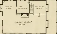 An illustration from Guaranteed building plans with interior views and details : a standard collection of new, original and artistic designs of cottages, bungalows, residences and flats of frame, brick, cement, plaster, concrete blocks, hollow tile, stucco, etc. and farm buildings of all descriptions together with interior and exterior details and interior views arranged and described by William A. Radford. (1915)