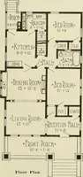 An illustration from Guaranteed building plans with interior views and details : a standard collection of new, original and artistic designs of cottages, bungalows, residences and flats of frame, brick, cement, plaster, concrete blocks, hollow tile, stucco, etc. and farm buildings of all descriptions together with interior and exterior details and interior views arranged and described by William A. Radford. (1915)