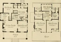 An illustration from Guaranteed building plans with interior views and details : a standard collection of new, original and artistic designs of cottages, bungalows, residences and flats of frame, brick, cement, plaster, concrete blocks, hollow tile, stucco, etc. and farm buildings of all descriptions together with interior and exterior details and interior views arranged and described by William A. Radford. (1915)
