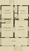 An illustration from Guaranteed building plans with interior views and details : a standard collection of new, original and artistic designs of cottages, bungalows, residences and flats of frame, brick, cement, plaster, concrete blocks, hollow tile, stucco, etc. and farm buildings of all descriptions together with interior and exterior details and interior views arranged and described by William A. Radford. (1915)