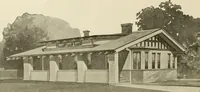 An illustration from Guaranteed building plans with interior views and details : a standard collection of new, original and artistic designs of cottages, bungalows, residences and flats of frame, brick, cement, plaster, concrete blocks, hollow tile, stucco, etc. and farm buildings of all descriptions together with interior and exterior details and interior views arranged and described by William A. Radford. (1915)