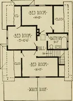 An illustration from Guaranteed building plans with interior views and details : a standard collection of new, original and artistic designs of cottages, bungalows, residences and flats of frame, brick, cement, plaster, concrete blocks, hollow tile, stucco, etc. and farm buildings of all descriptions together with interior and exterior details and interior views arranged and described by William A. Radford. (1915)