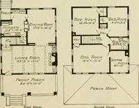 An illustration from Guaranteed building plans with interior views and details : a standard collection of new, original and artistic designs of cottages, bungalows, residences and flats of frame, brick, cement, plaster, concrete blocks, hollow tile, stucco, etc. and farm buildings of all descriptions together with interior and exterior details and interior views arranged and described by William A. Radford. (1915)