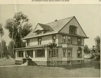 An illustration from Guaranteed building plans with interior views and details : a standard collection of new, original and artistic designs of cottages, bungalows, residences and flats of frame, brick, cement, plaster, concrete blocks, hollow tile, stucco, etc. and farm buildings of all descriptions together with interior and exterior details and interior views arranged and described by William A. Radford. (1915)