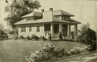 An illustration from Guaranteed building plans with interior views and details : a standard collection of new, original and artistic designs of cottages, bungalows, residences and flats of frame, brick, cement, plaster, concrete blocks, hollow tile, stucco, etc. and farm buildings of all descriptions together with interior and exterior details and interior views arranged and described by William A. Radford. (1915)