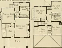 An illustration from Guaranteed building plans with interior views and details : a standard collection of new, original and artistic designs of cottages, bungalows, residences and flats of frame, brick, cement, plaster, concrete blocks, hollow tile, stucco, etc. and farm buildings of all descriptions together with interior and exterior details and interior views arranged and described by William A. Radford. (1915)