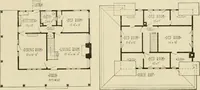 An illustration from Guaranteed building plans with interior views and details : a standard collection of new, original and artistic designs of cottages, bungalows, residences and flats of frame, brick, cement, plaster, concrete blocks, hollow tile, stucco, etc. and farm buildings of all descriptions together with interior and exterior details and interior views arranged and described by William A. Radford. (1915)