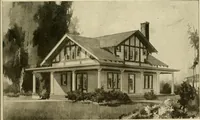 An illustration from Guaranteed building plans with interior views and details : a standard collection of new, original and artistic designs of cottages, bungalows, residences and flats of frame, brick, cement, plaster, concrete blocks, hollow tile, stucco, etc. and farm buildings of all descriptions together with interior and exterior details and interior views arranged and described by William A. Radford. (1915)