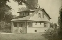 An illustration from Guaranteed building plans with interior views and details : a standard collection of new, original and artistic designs of cottages, bungalows, residences and flats of frame, brick, cement, plaster, concrete blocks, hollow tile, stucco, etc. and farm buildings of all descriptions together with interior and exterior details and interior views arranged and described by William A. Radford. (1915)