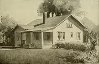 An illustration from Guaranteed building plans with interior views and details : a standard collection of new, original and artistic designs of cottages, bungalows, residences and flats of frame, brick, cement, plaster, concrete blocks, hollow tile, stucco, etc. and farm buildings of all descriptions together with interior and exterior details and interior views arranged and described by William A. Radford. (1915)
