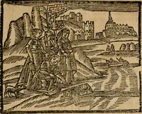 An illustration from Gulden-spiegel, ofte opwekkinge tot christelijke deugden : afgedeelt in twee deelen : waar in vertoond werd de schadelijkheyd der zonden, mitsgaders de goedigheyd en weldaaden Godts over den boetveerdigen, tot leeringe en stigtinge aller christenen toe-gepast : nog is hier by gevoegt Thamars ontschaking, of de verdoolde liefde van Ammon : als mede de vermaakelijke bruylofts-kroon : doorblogten met verscheyde leerzame gedigten, vermaakelijke bruylofts en aandagtige liedekens : voorgesteld op de vier geteyden van den dag (1763)