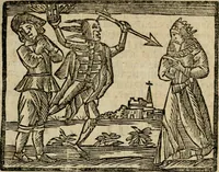 An illustration from Gulden-spiegel, ofte opwekkinge tot christelijke deugden : afgedeelt in twee deelen : waar in vertoond werd de schadelijkheyd der zonden, mitsgaders de goedigheyd en weldaaden Godts over den boetveerdigen, tot leeringe en stigtinge aller christenen toe-gepast : nog is hier by gevoegt Thamars ontschaking, of de verdoolde liefde van Ammon : als mede de vermaakelijke bruylofts-kroon : doorblogten met verscheyde leerzame gedigten, vermaakelijke bruylofts en aandagtige liedekens : voorgesteld op de vier geteyden van den dag (1763)