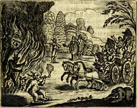 An illustration from Gulden-spiegel; ofte, Opweckinge tot christelijke deugden, afgebeeld in twee deelen ... Noch is hier by-gevoeght Thamars ontschaking; of, De verdoolde liefde van Ammon. Als mede de Vermaeckelijcke bruylofts-kroon ... gerijmt door Jacob Coenraeds Mayvogel (1699)
